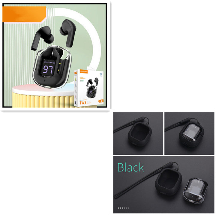 New Mini Transparent Wireless Bluetooth Headset Digital Display ENC Noise Reduction