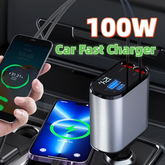 Metal Car Charger 100W Super Fast Charging Car